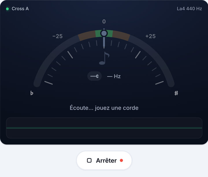 Lancez l’accordeur – Accordage Cross A – Violon