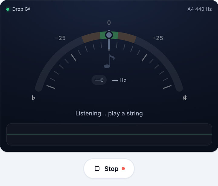 Start the tuner – Drop G♯ Tuning