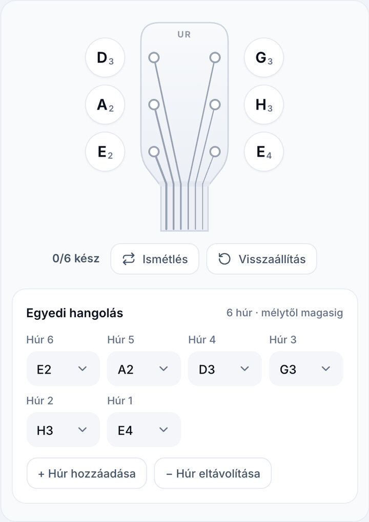 Állítsd be a húrokat – Egyéni hangolású hangoló