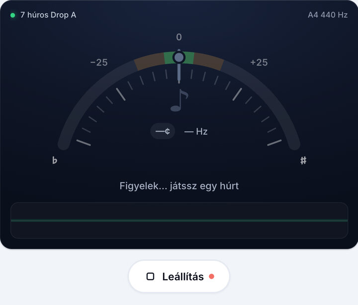 Indítsd el a hangolót – 7 húros Drop A hangolás