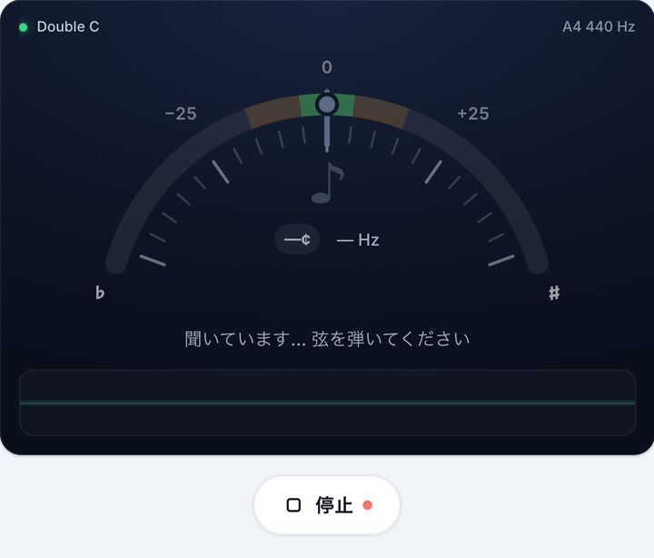 チューナーを起動する – Double C バンジョーチューニング