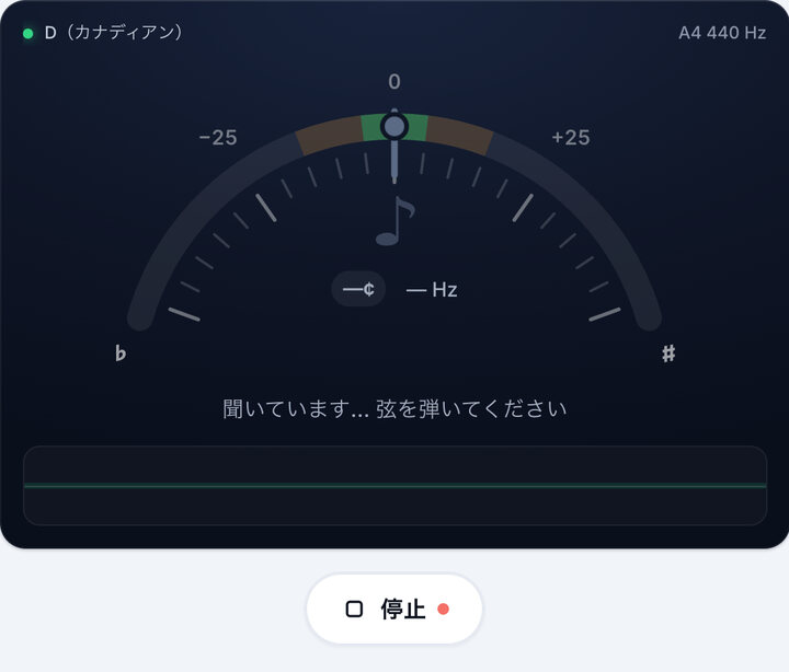 チューナーを起動する – ウクレレ Dチューニング