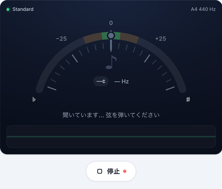 チューナーを起動する – オンラインウクレレチューナー