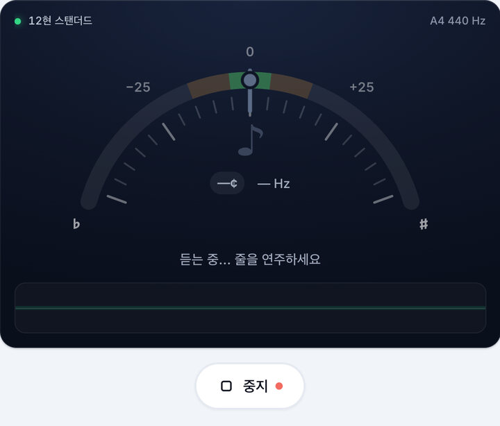 튜너 시작하기 – 12현 기타 튜너
