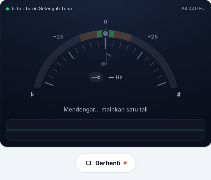 Mulakan tuner – Tala Bass 5 Tali Turun Setengah Tona