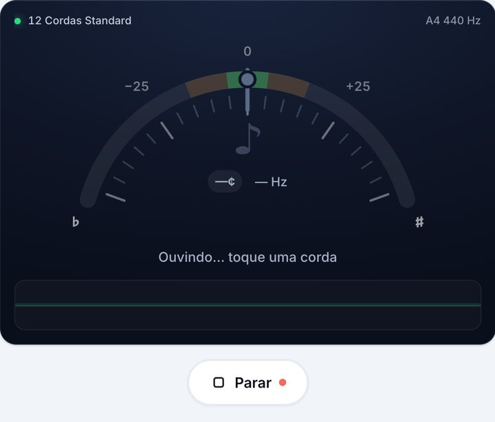 Inicie o afinador – Afinador de Violão 12 Cordas