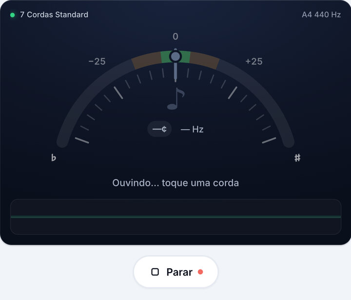 Inicie o afinador – Afinador de Guitarra 7 Cordas