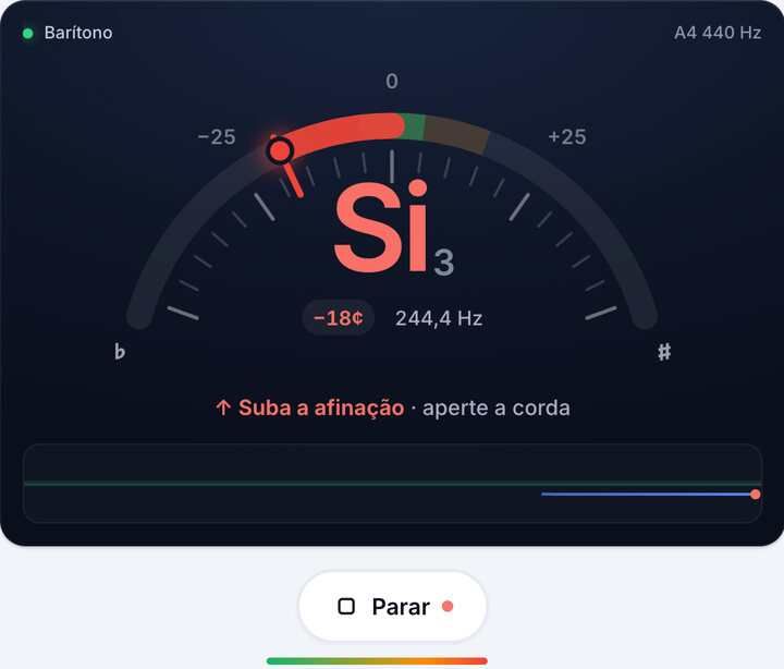 Toque uma corda – Afinador de Ukulele Barítono