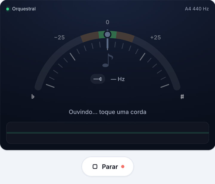 Inicie o afinador – Afinador de Contrabaixo Acústico Online