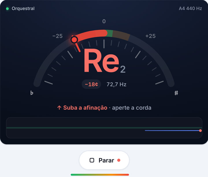 Toque uma corda – Afinador de Contrabaixo Acústico Online