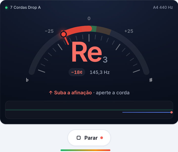 Toque uma corda de cada vez – Afinação 7 Cordas Drop A