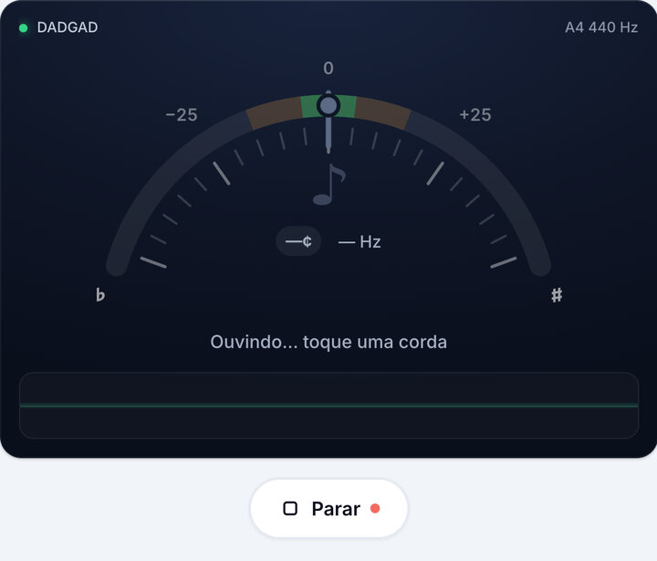 Inicie o afinador – Afinação DADGAD