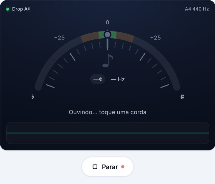 Inicie o afinador – Afinação Drop A♯