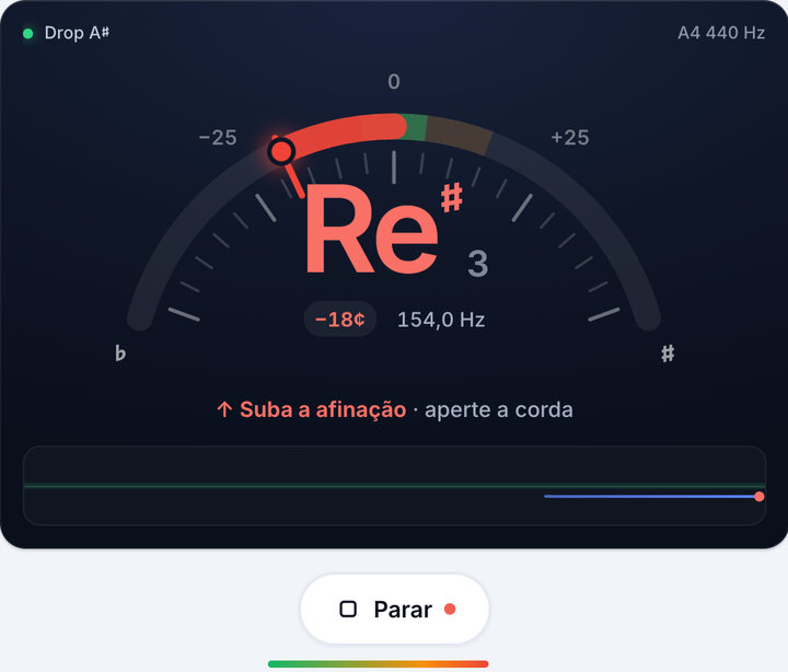 Toque uma corda de cada vez – Afinação Drop A♯