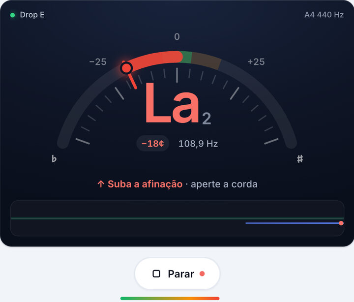 Toque uma corda de cada vez – Afinação Drop E