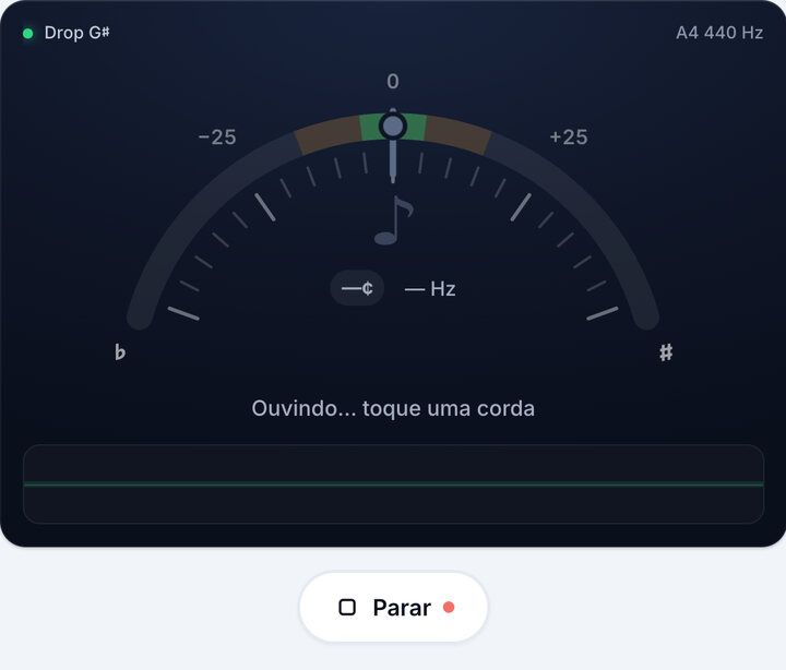 Inicie o afinador – Afinação Drop G♯