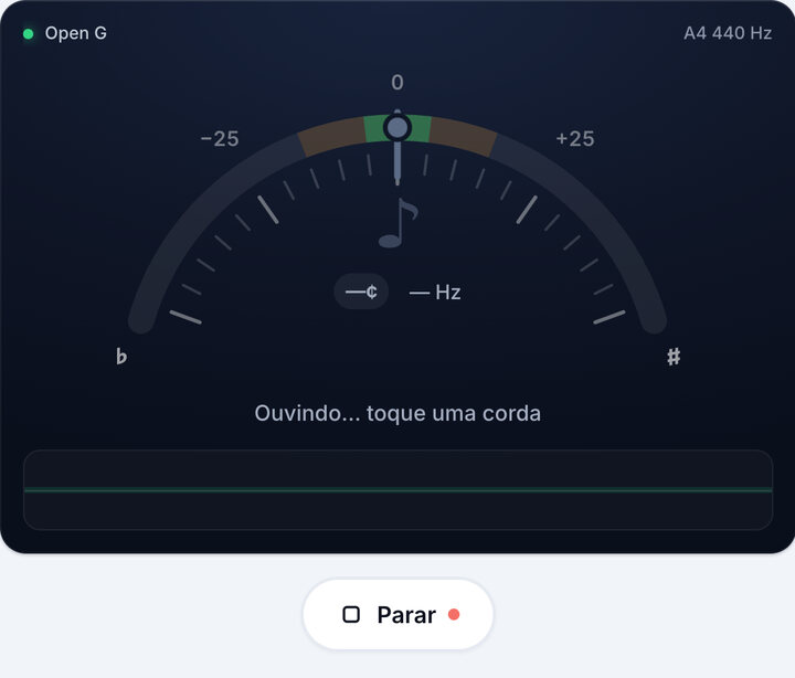 Inicie o afinador – Afinação Open G