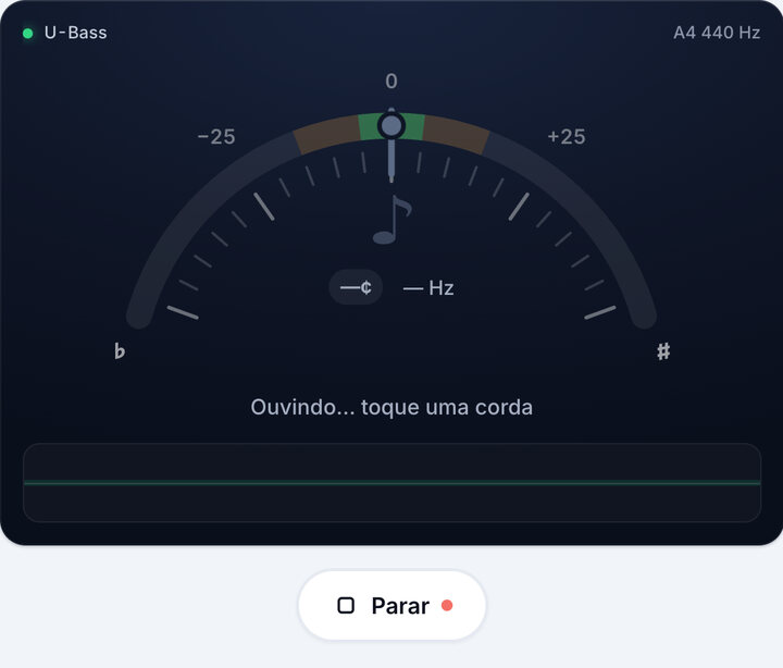 Inicie o afinador – Afinação do U-Bass