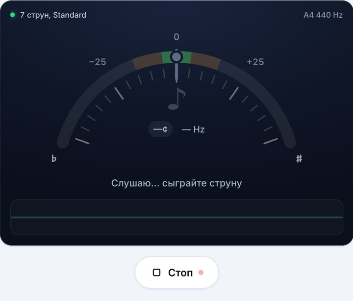 Включите тюнер – Тюнер для 7-струнной гитары