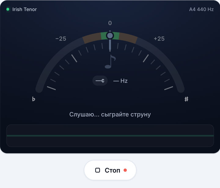 Запустите тюнер – Банджо – строй Irish Tenor
