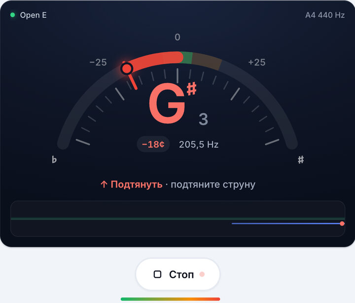 Играйте по одной струне – Строй Open E