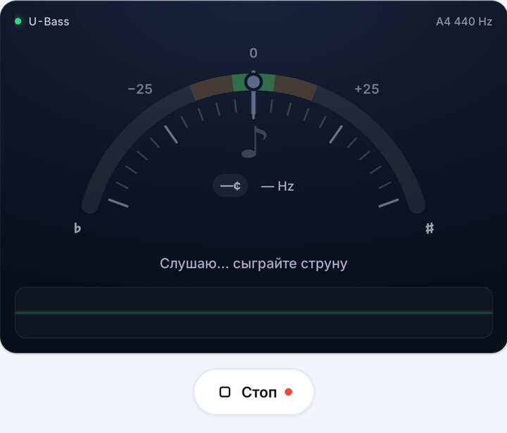 Запустите тюнер – Строй U-Bass