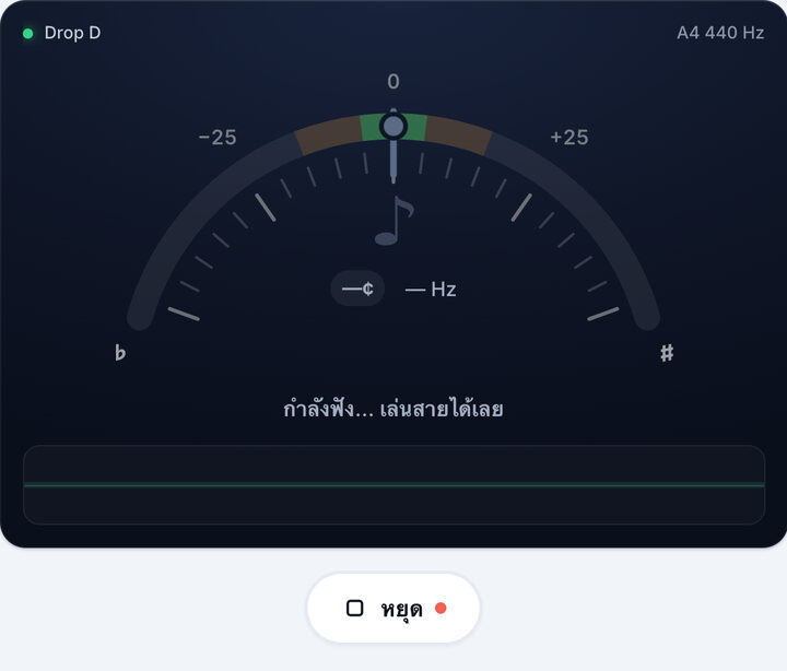 เริ่มจูนเนอร์ – จูน Drop D