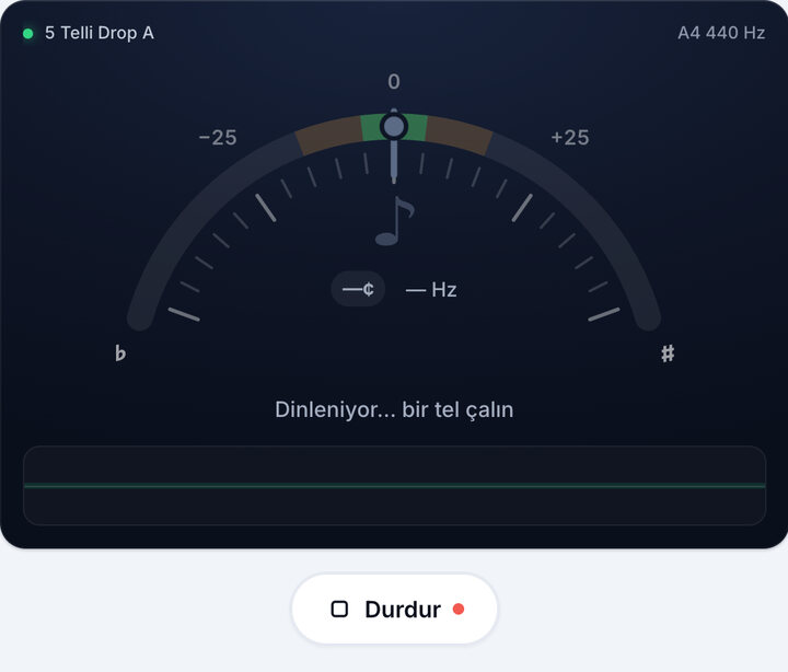 Akort aletini başlatın – 5 Telli Drop A Bas Akordu