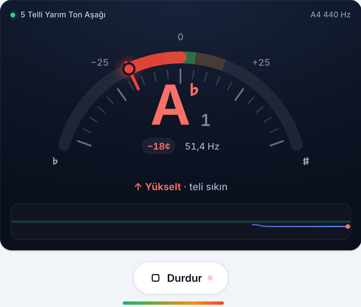 Telleri tek tek çalın – 5 Telli Yarım Ton Aşağı Bas Akordu