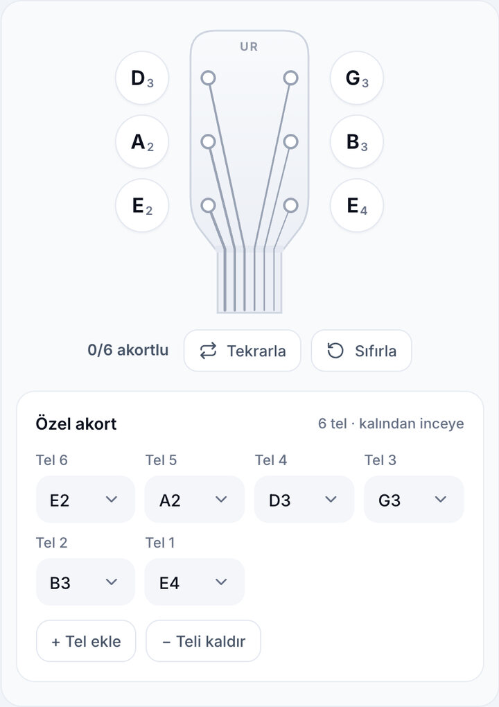 Her teli ayarlayın – Özel Akort Aleti