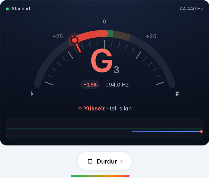 Bir teli çalın – Elektro Gitar Akort Aleti