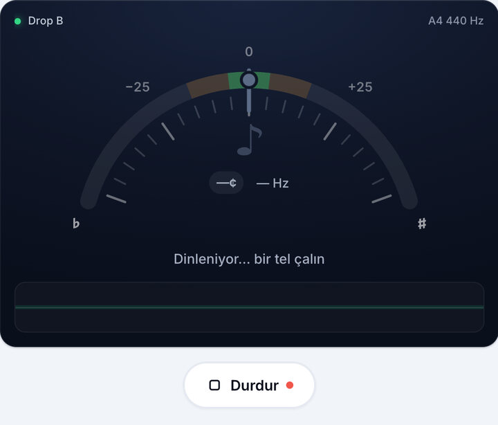Akort aletini başlatın – Drop B Akordu