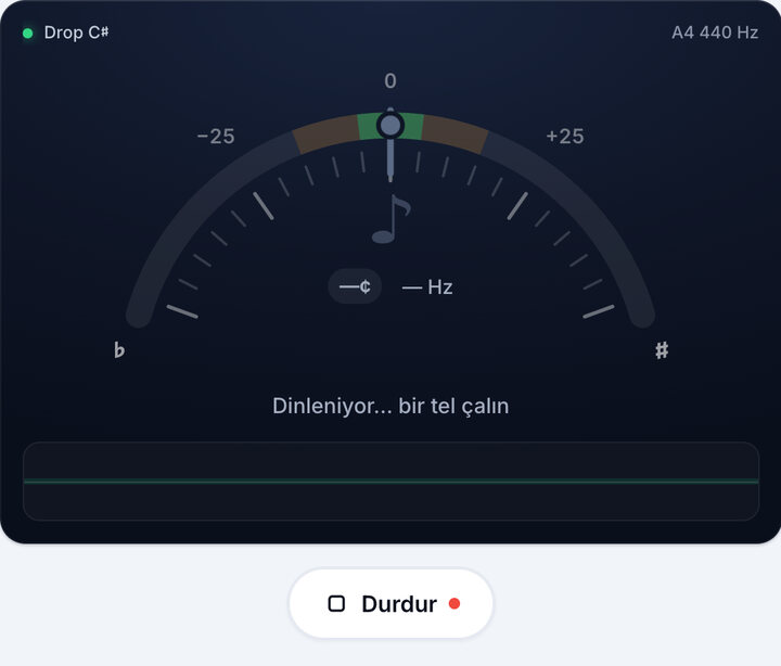 Akort aletini başlatın – Drop C♯ Akordu