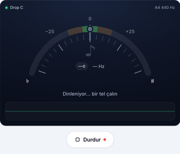 Akort aletini başlatın – Drop C Akordu