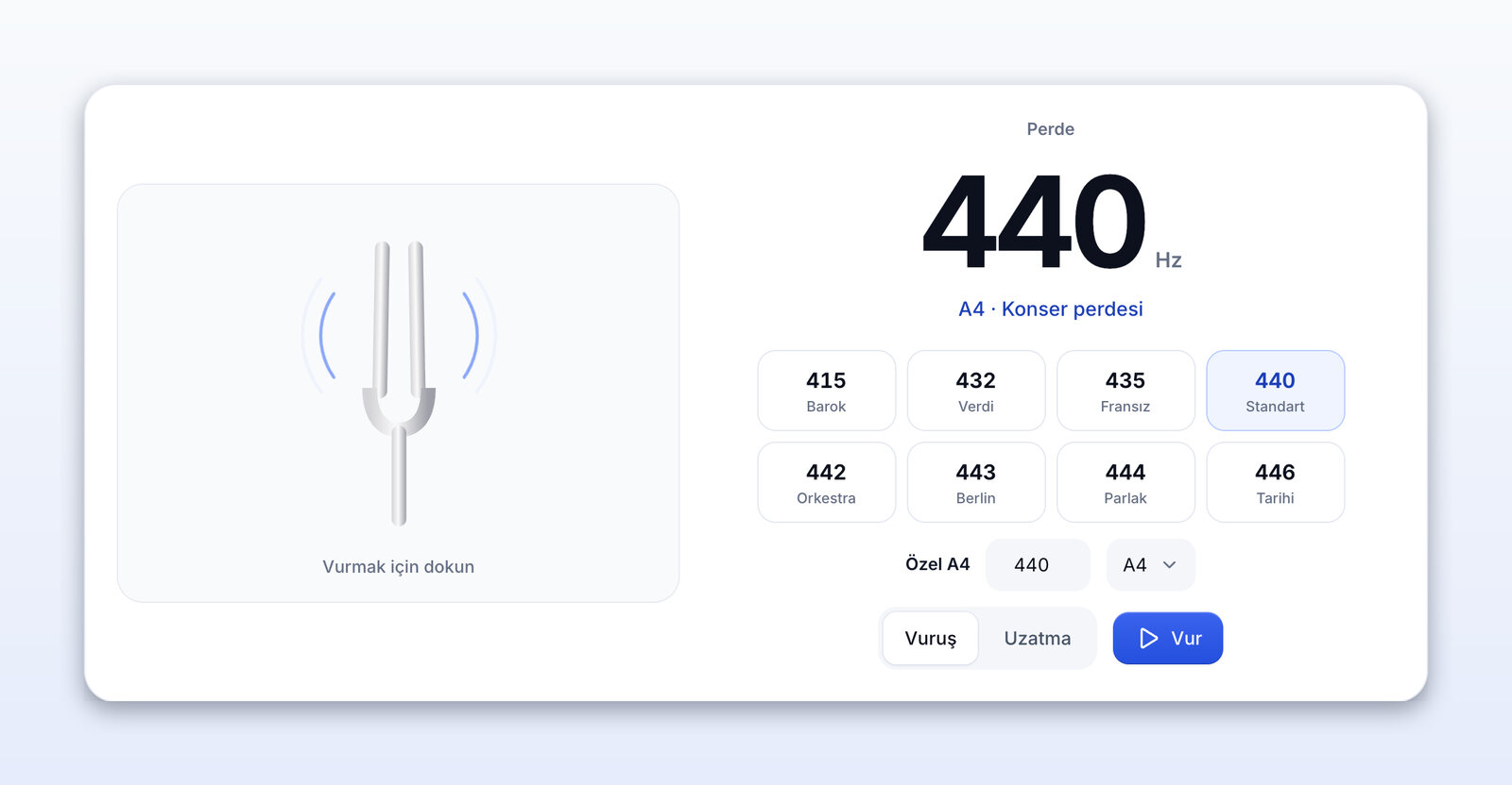 440 Hz’de tınlayan online diyapazon