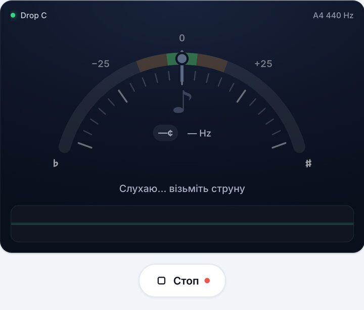 Увімкніть тюнер – Стрій Drop C (Банджо)