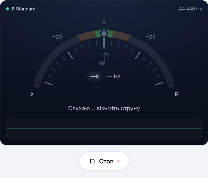 Увімкніть тюнер – Тюнер для баритон-гітари