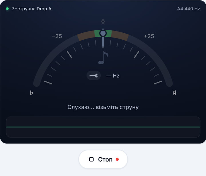 Увімкніть тюнер – Стрій 7-струнна Drop A