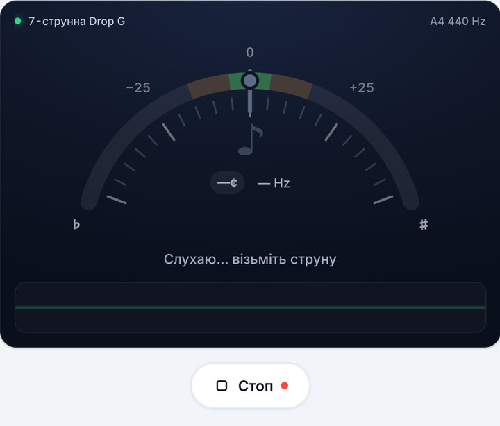 Увімкніть тюнер – Стрій 7-струнна Drop G