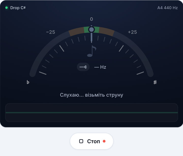 Увімкніть тюнер – Стрій Drop C♯