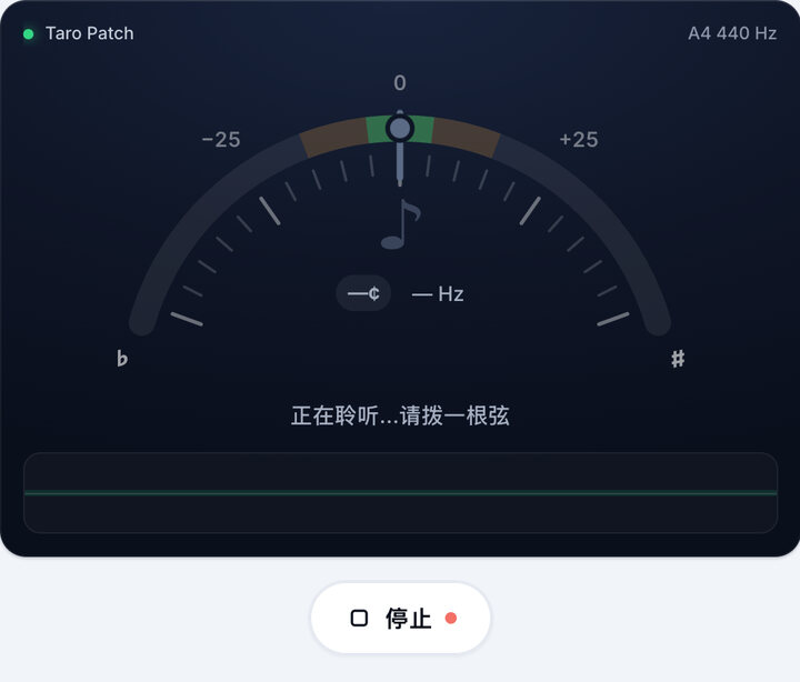 启动调音器 – Taro Patch 调弦