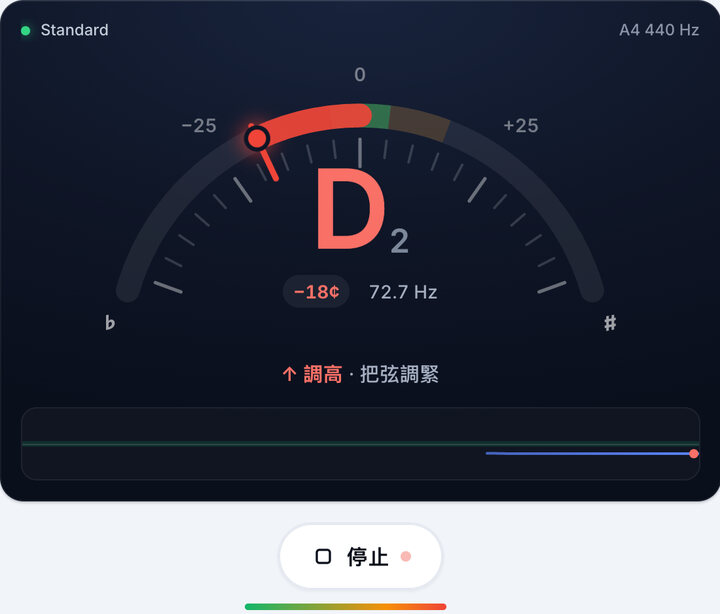 彈一根弦 – 線上貝斯調音器