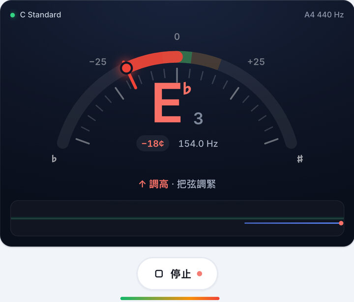 一次彈一根弦 – C Standard 調弦