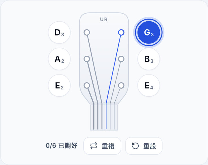 播放參考音 – 憑耳朵為吉他調音